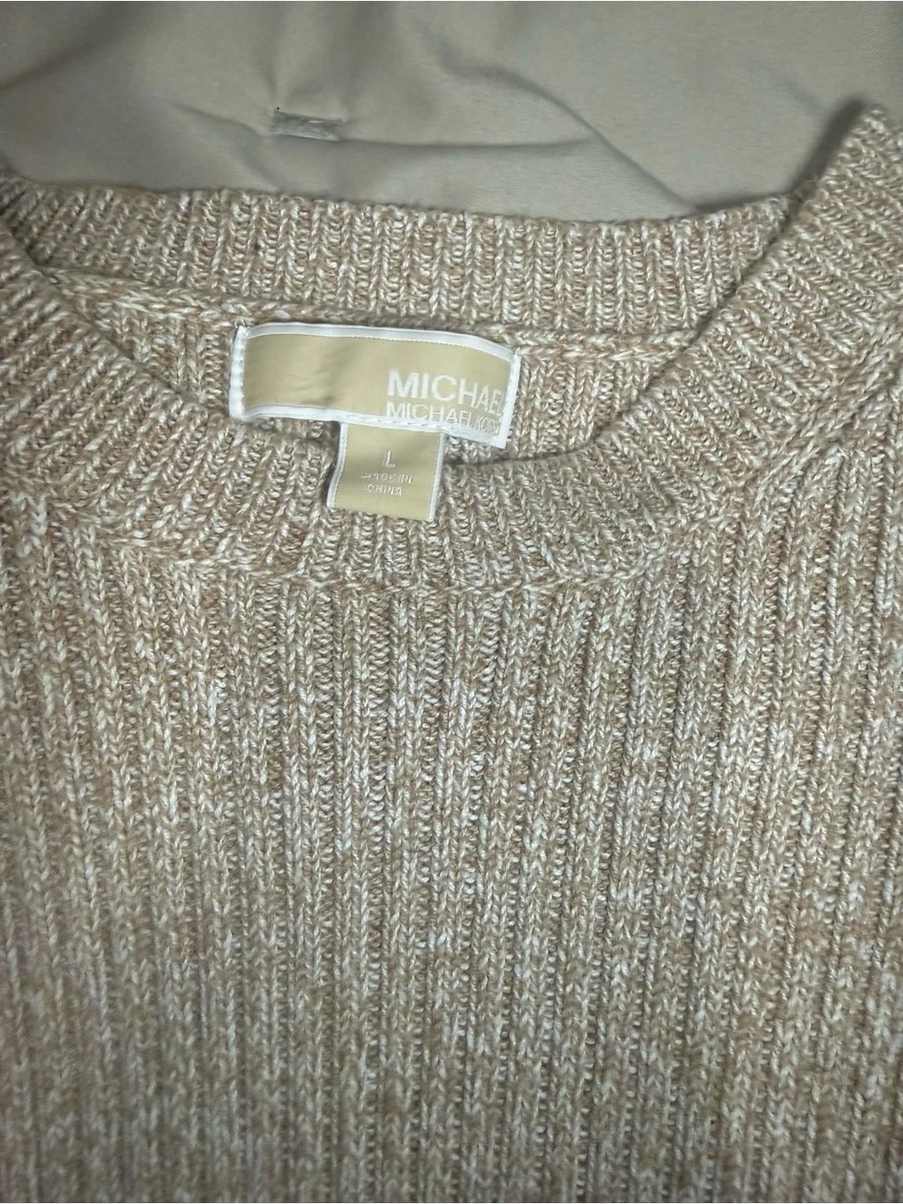 Michael Kors Cream Ribbed Long-Sleeve Women's Sweater